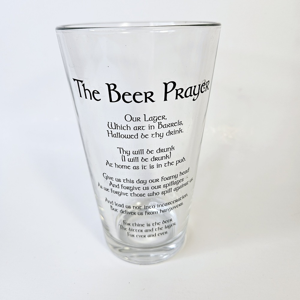 Unbranded Clear The Beer Prayer Novelty Pint Glass 16oz Barware Beer Lover Gift